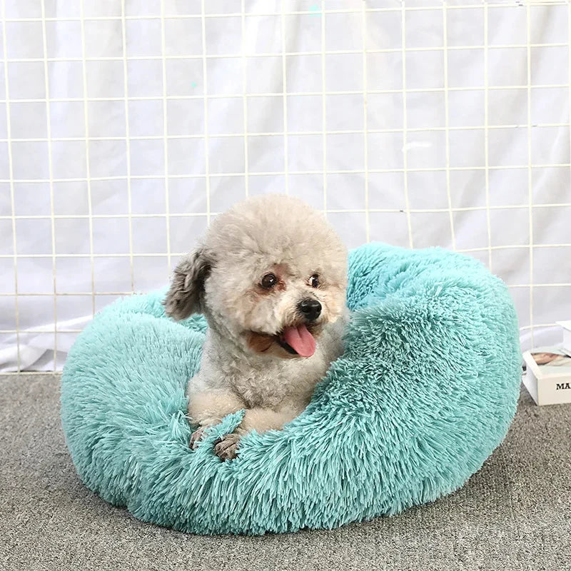 Round Cat Beds House Soft Long Plush Bed For Dogs Basket Pet Products Cushion Cat Bed Cat Mat Sleeping Sofa, Suitable For Winter