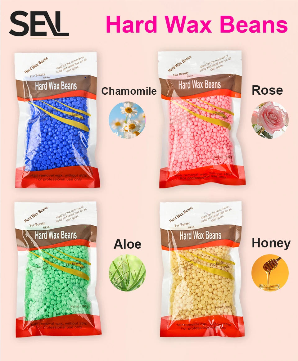 100g-400g hard wax beans Solid Hair Remover No Strip Depilatory Hot Film Wax Bead Hair Wax Heater Removal for Full Body