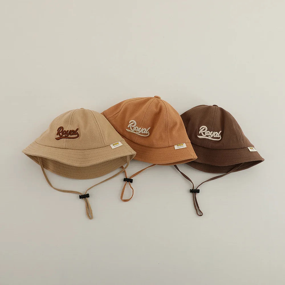 New Embroidered Letter Baby Bucket Hats Spring Sunhat Fishing Hat Sunshade Visor Boy Girl Outdoor Fashion Beach Cap For 6-24M