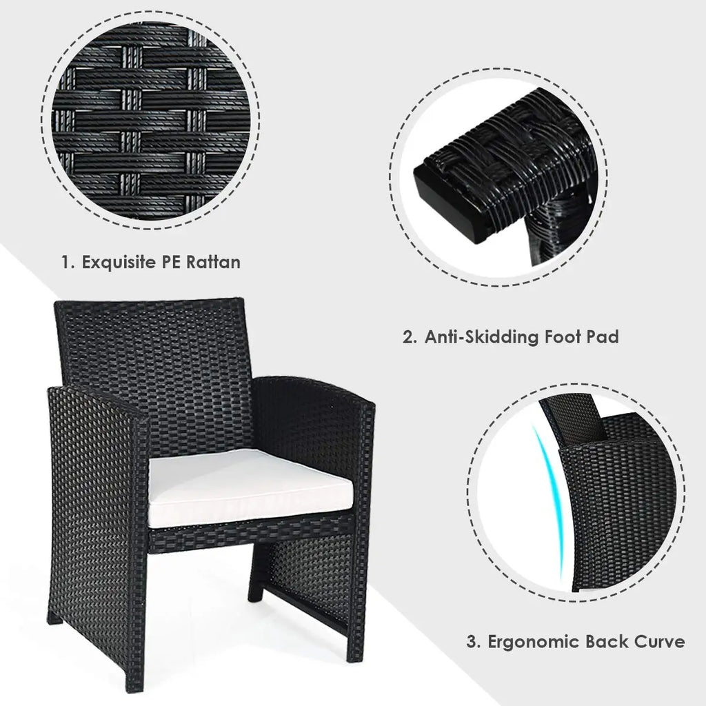 Outdoor Rattan Wicker Patio Furniture Set 4 Pieces Sofa & Table W/Cushions & Tempered Glass For Garden Lawn Backyard, Customized
