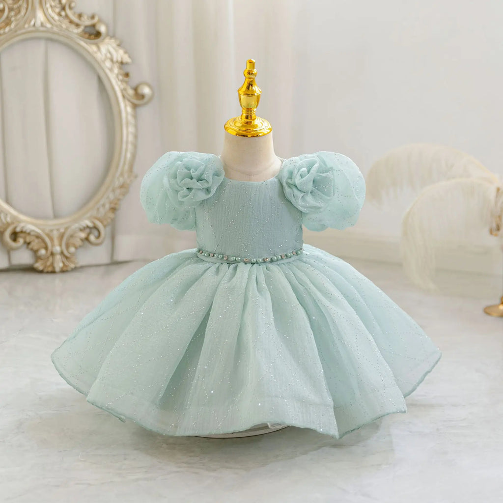 HETISO Flower Girls Princess Dress Beaded Kids Ball Gown for Wedding Child Birthday Party Custom 1-4 Years