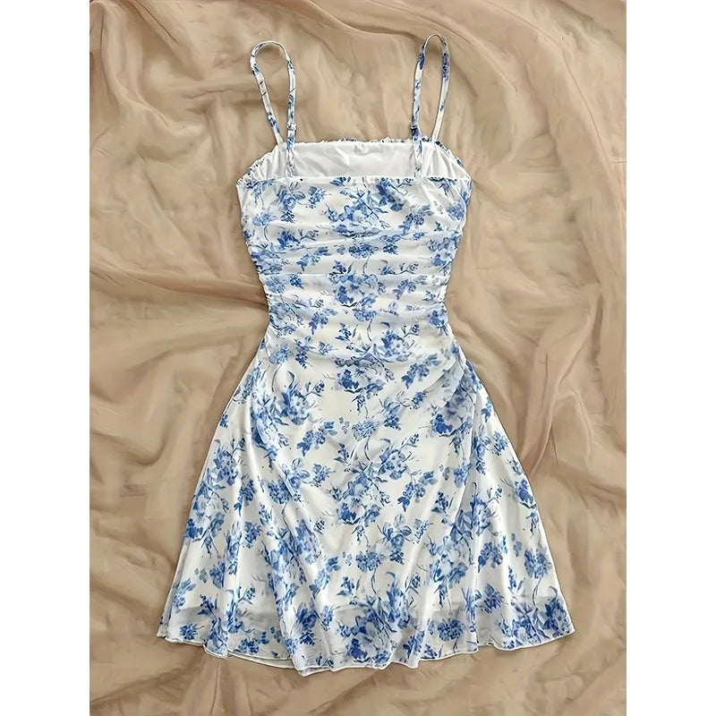 For Women Dresses  Spring Summer Cute Dating Ditsy Floral Sleeveless Square Neck Mini Cami Casual Dresses