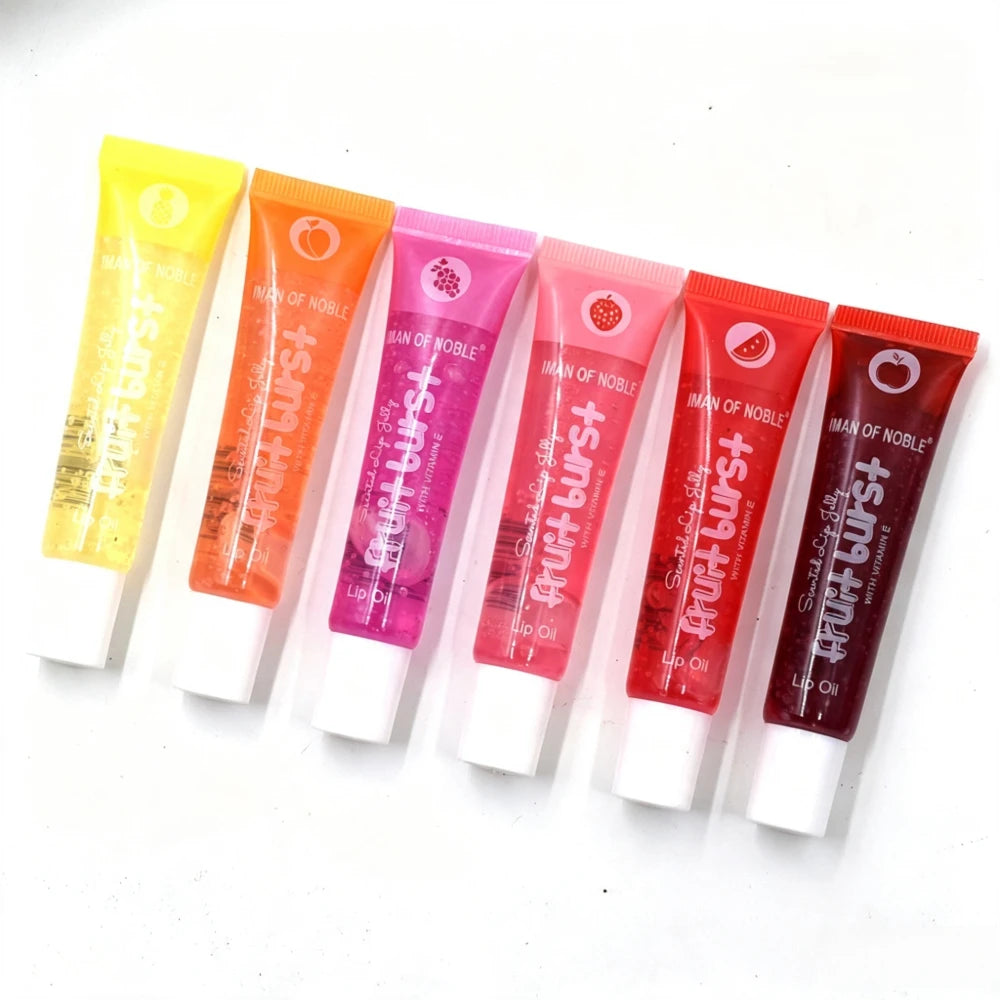 6Pcs Fruit Flavor Lip Oil Set - Moisturizing Plumping Lip Gloss