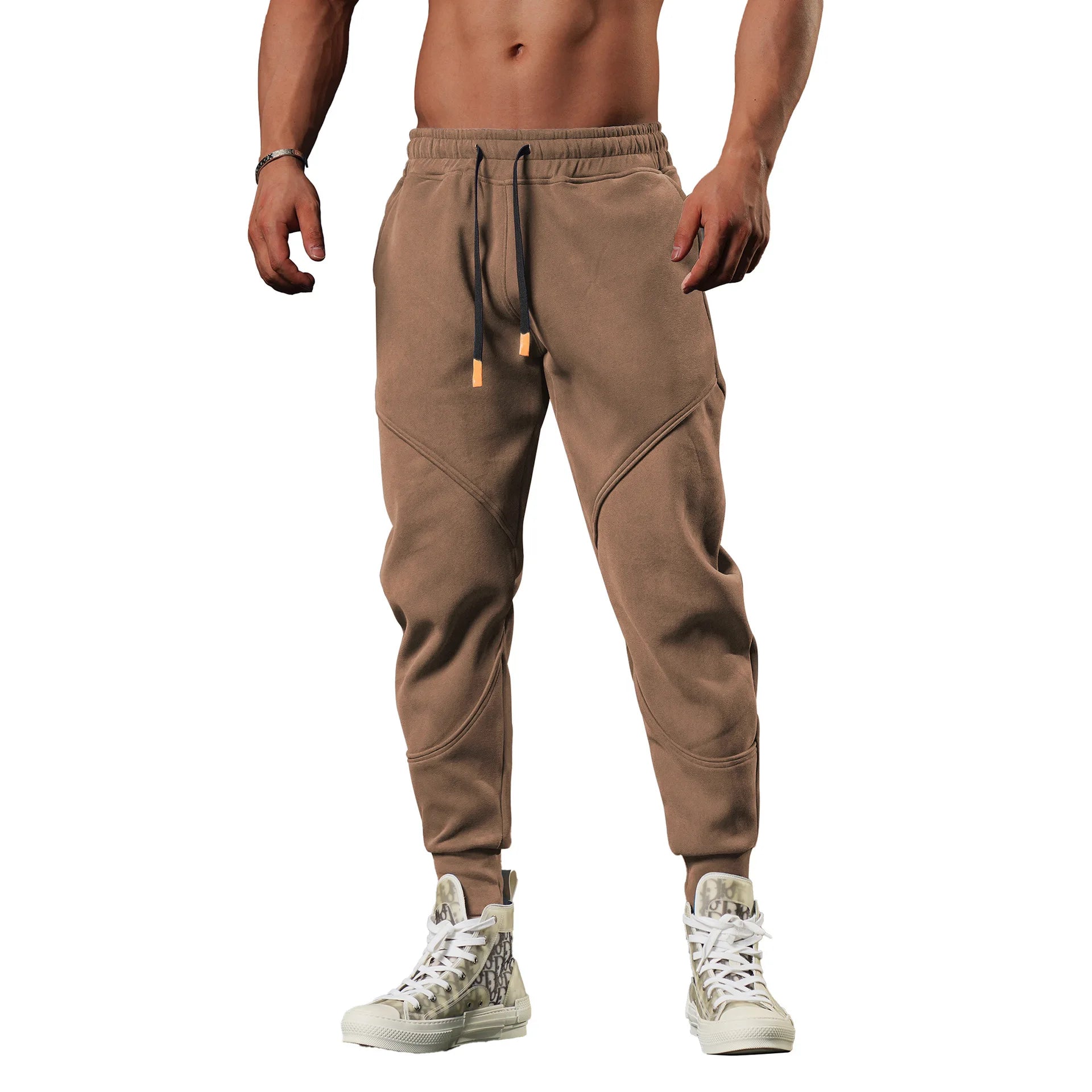 Men's Winter Running Sweatpants Warm Thick Cuffed Joggers For Outdoor Basketball Training