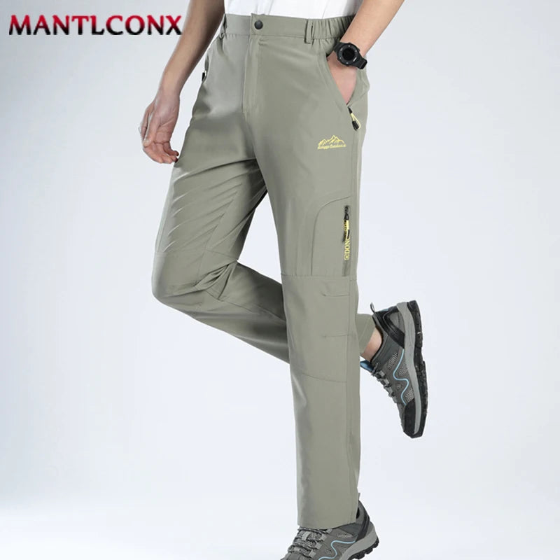 Thin Summer Stretch Pants with Zipper Pockets Quick Dry Hiking Camping Trousers Men Gym Fitness Jogging Running Sports Pants Men
