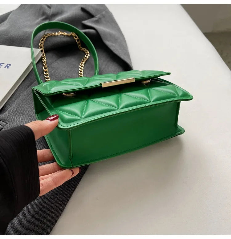 Women Quilted Chain Crossbody Bag Fashion Small Square Shoulder Purse Multi Color Casual Daily Handbag