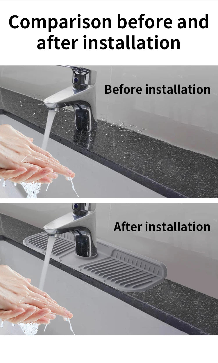 Alfombrilla de silicona para grifo de cocina, alfombrilla recogegotas de agua para grifo, almohadilla antisalpicaduras para fregadero, protector de encimera de baño