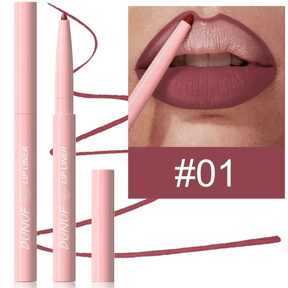 Dunuf 12 Color Velvet Matte Lip Liner Pencil Waterproof for Precise Lip Contour Nude Pink Set for Makeup Lovers