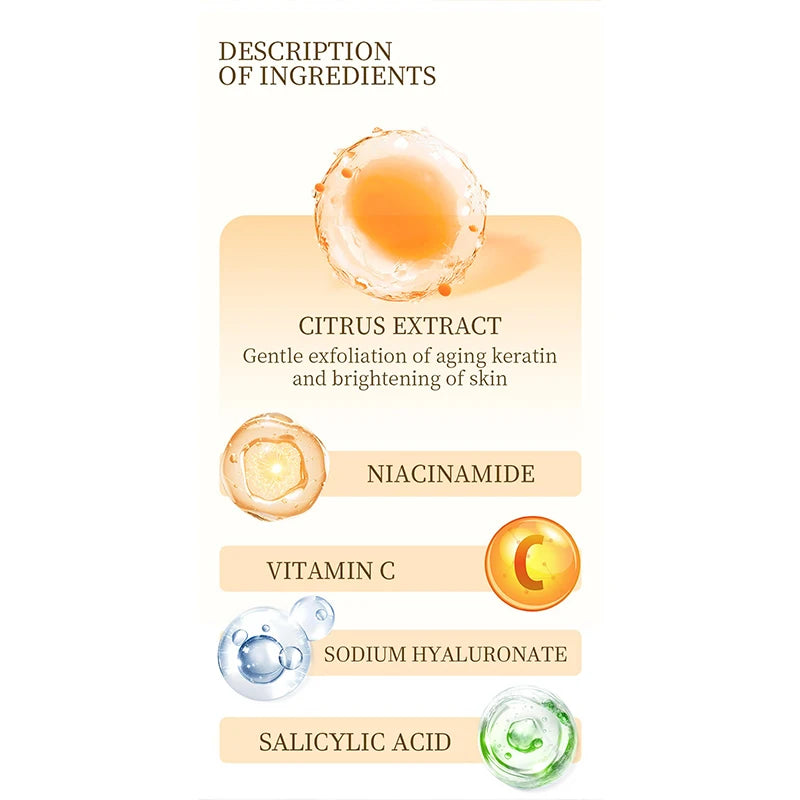Orange Extract Exfoliating Peeling Gel Niacinamide Vitamin C Gentle Non-irritating Hydrate Nourish Dry Skin Daily Skincare