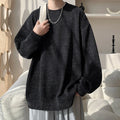 Street Style Round Neck Sweatshirt Men'S Spring Autumn Heavyweight Retro Loose Fit Top High Street Stripe Pattern Casual Wear