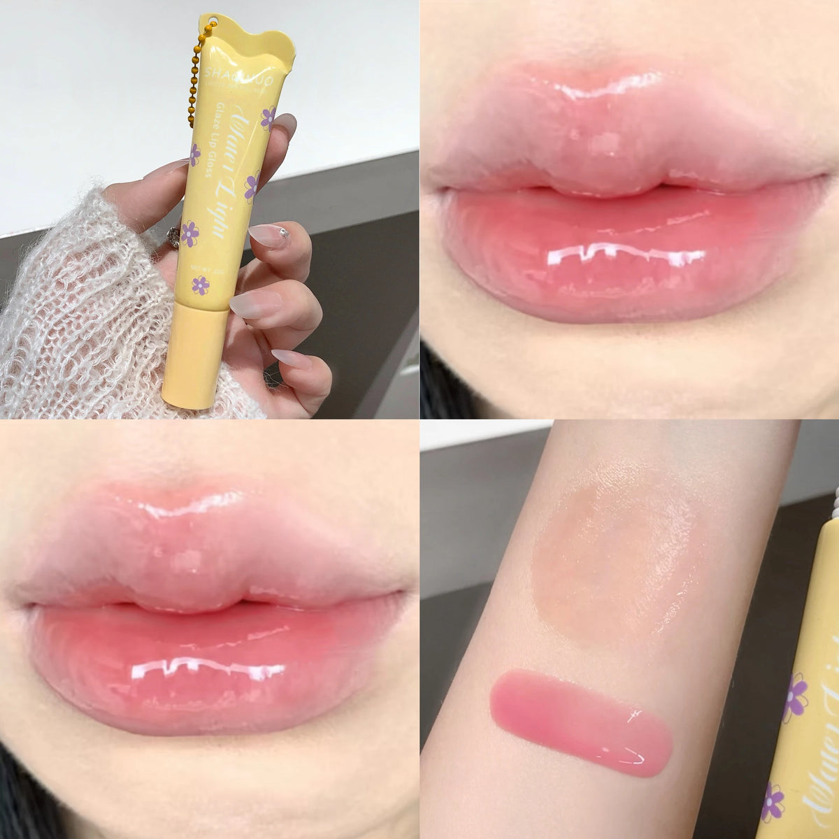 SHAQINUO Glittering Mirror Lip Gloss, Hydrating Shimmer Lip Glaze