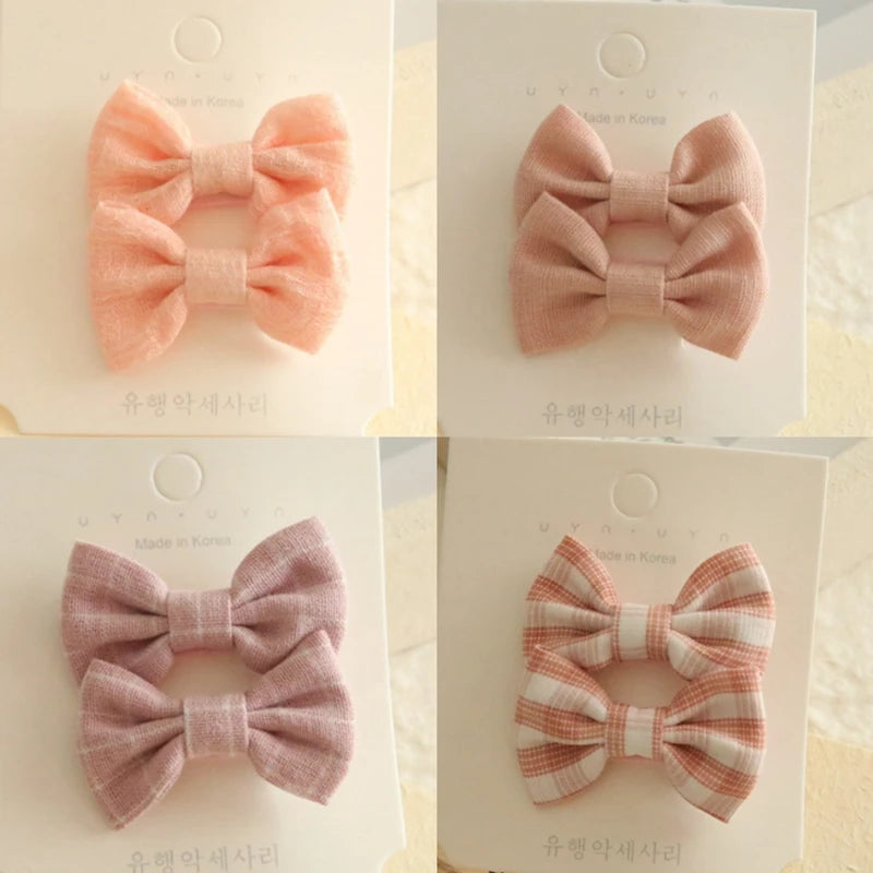 AITOUSHI Girls' Cotton Bow Hair Clips - Handmade Classical Headwear