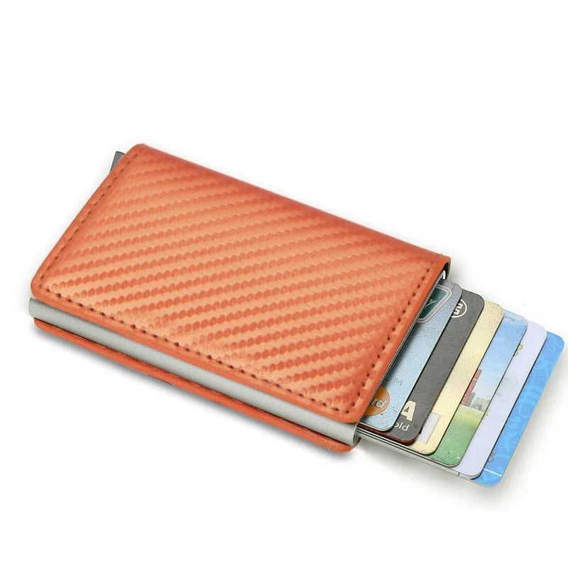 Carbon Fiber Credit Card Holder Wallets Men Brand Rfid Black Magic Trifold Leather Slim Mini Wallet Small Money Bag Male Purses