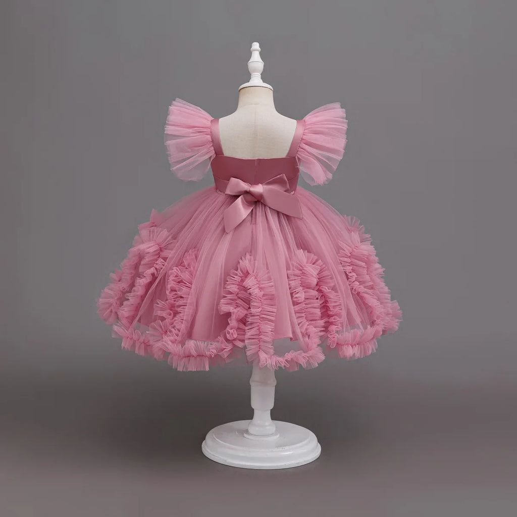 HETISO Girls Sequined Tutu Mesh Dress Summer Kids Birthday Party Christmas Ball Gown Child Wear For 3-10 Years