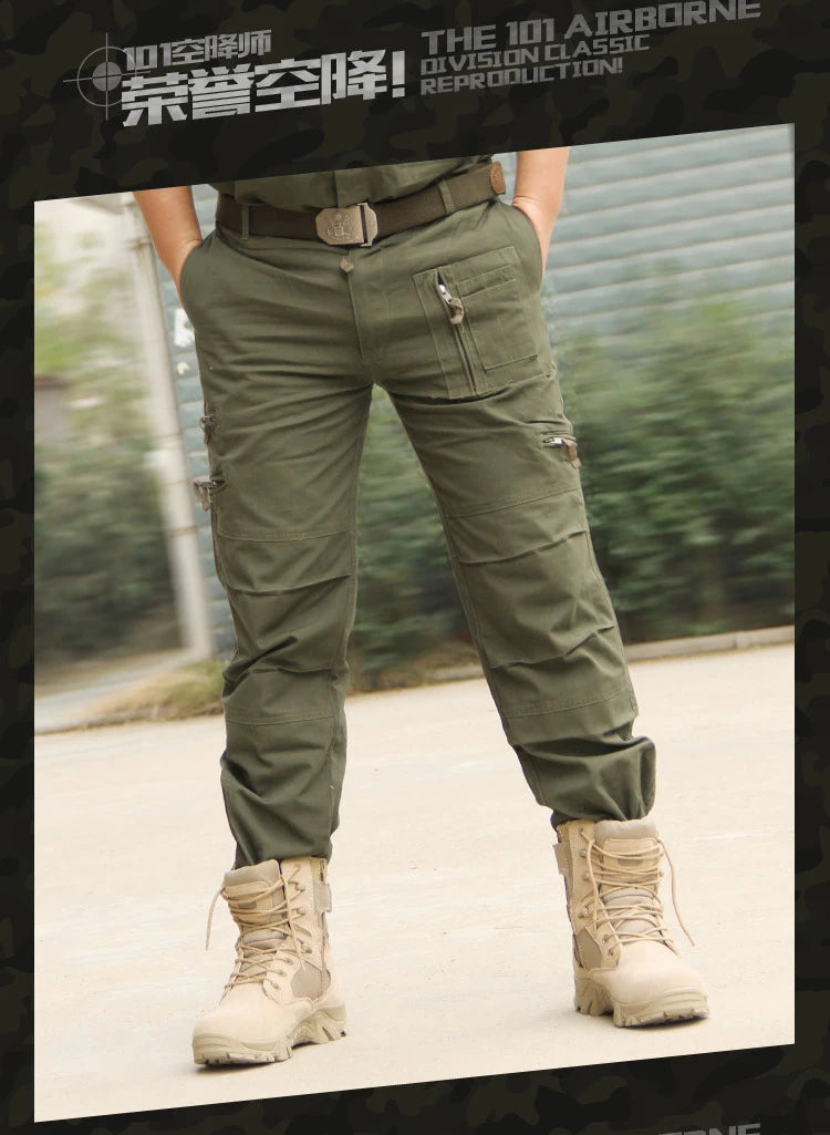 2026 Men's Cargo Pant Cotton Outdoors Tactical Pant Men Vintage Camo Green Work Many Pocket Cotton Camouflage Black Trouser