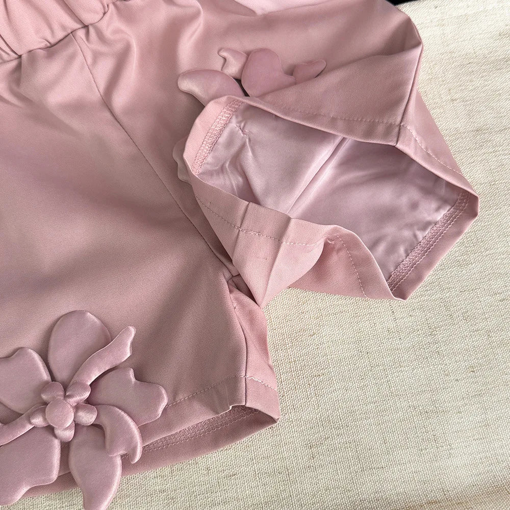 2026 Baby Girls Shorts Clothing Set Flower Vest Blouse and Bottom Summer Outfit Causal Wear Kids Boutique Clothes 0-6Y