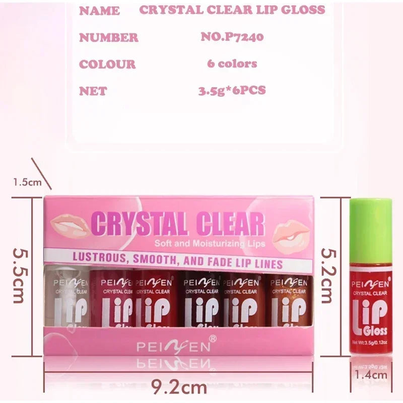 6-Piece Lip Gloss Oil Set,Aloe Vera Liquid Lipstick, Long-Lasting Moisturizing Smudge-Proof Lips Tint ,Non-Sticky Cosmetics