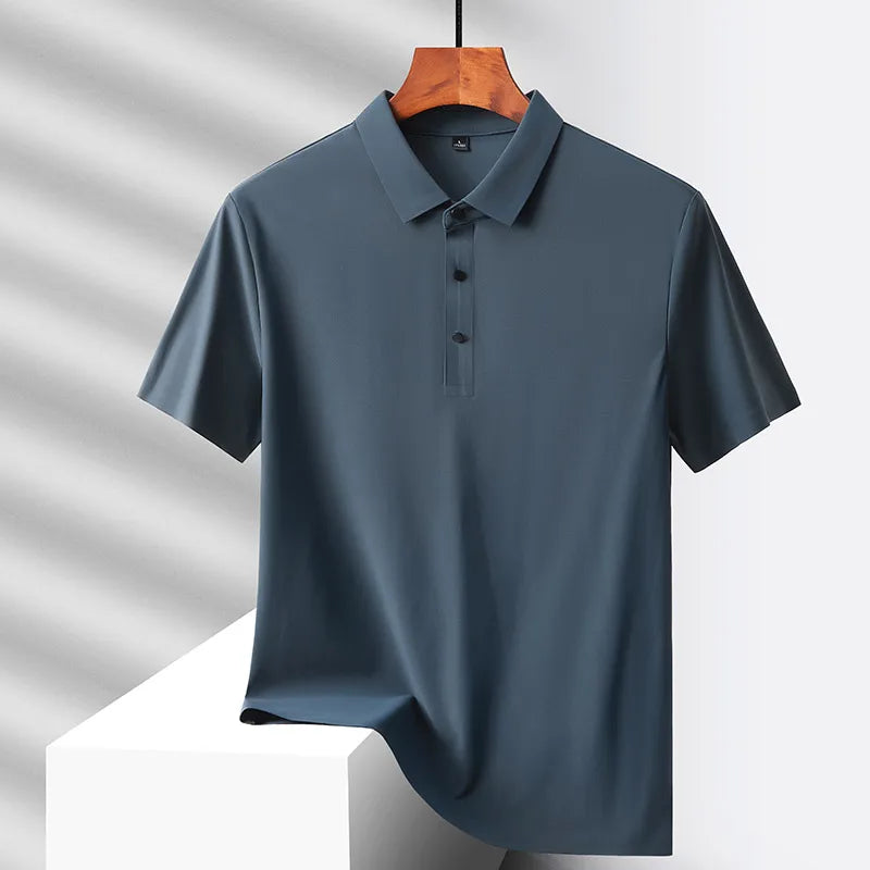 Men's Ice Silk Polo Shirt - Quick-Dry Loose Fit Short Sleeve