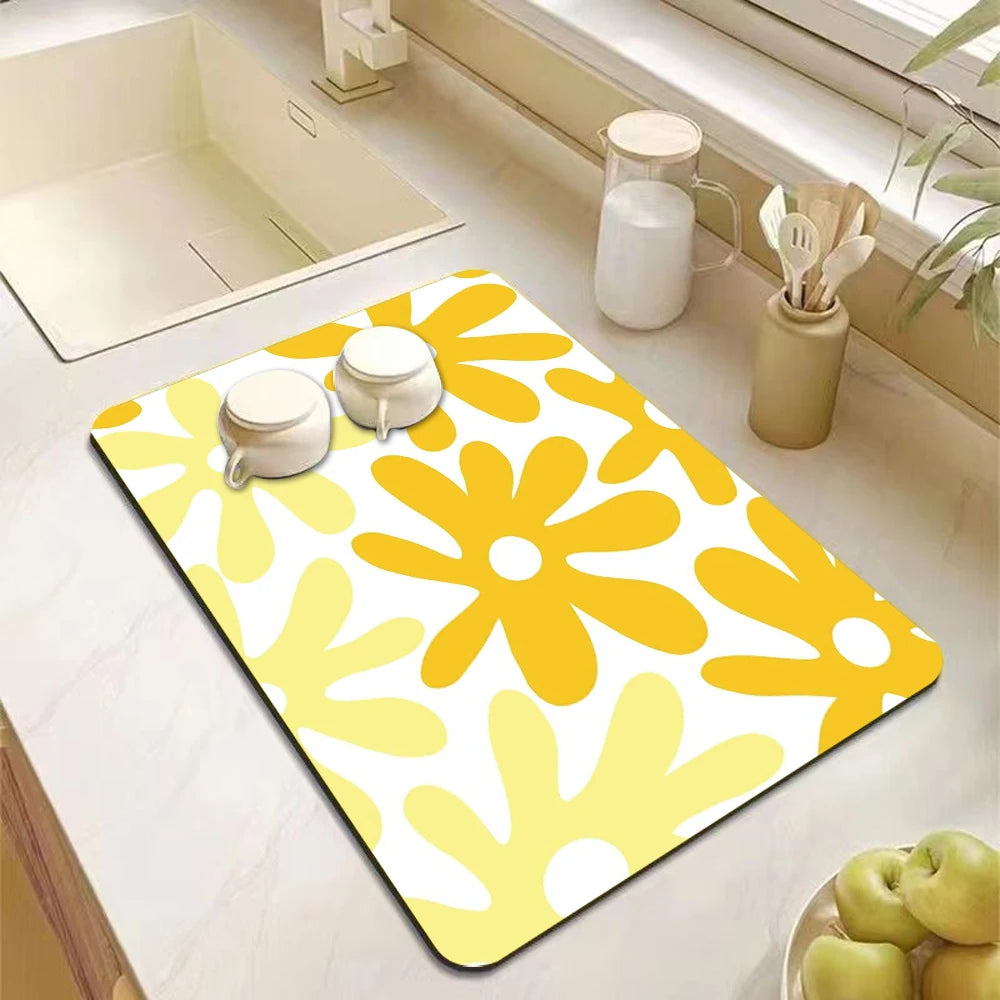 Accesorios de Cocina Alfombrilla Absorbente para Secar Platos de Cocina Alfombrilla de Drenaje para Cafetera Vajilla Alfombrilla de Drenaje de Cocina Posavasos