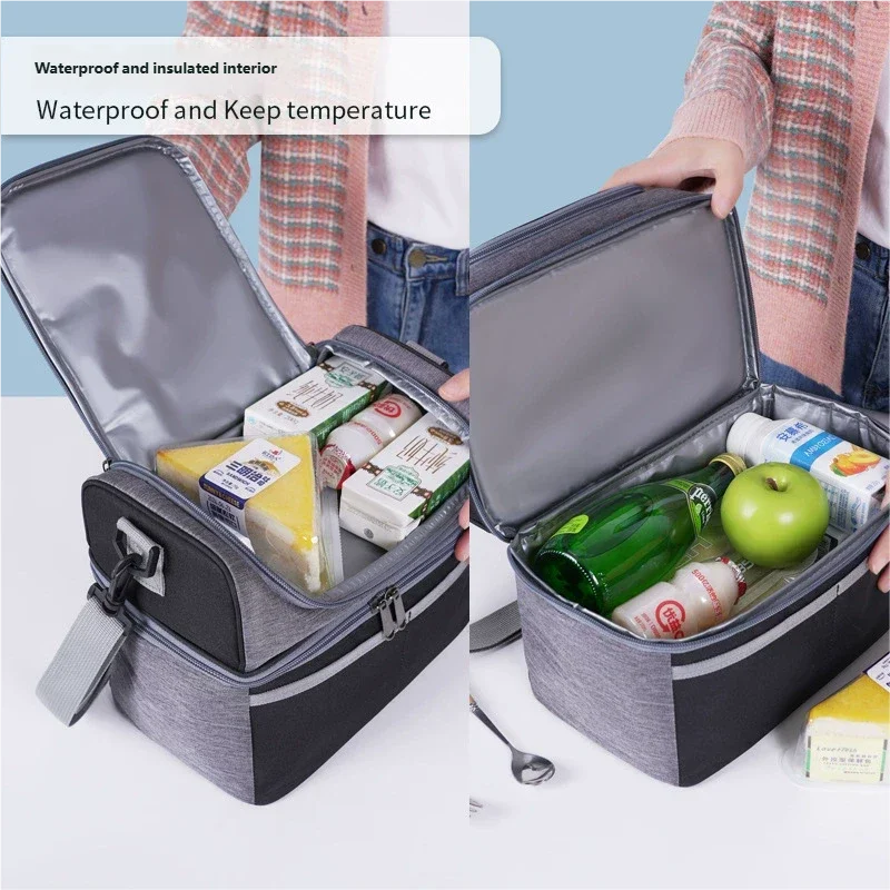 Bolsa de almuerzo de pana con aislamiento térmico, lonchera, bolso de mano, multifuncional, para niños, escuela, enfriador, bolsa de picnic, bolsa de comida