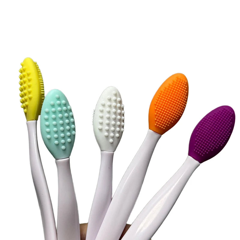 Double-headed Silicone Brush Skin Care Lip Exfoliating Facial Cleansing Face Scrub Nose Clean Brush Lipstick Lip Balm Applicator