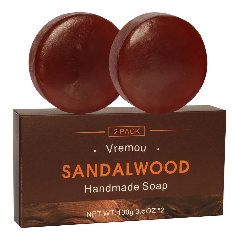 Sandalwood & Agarwood Handmade Soap 2-Pack – Gentle Cleansing Plant Essential Oil Fragrance Body Soap