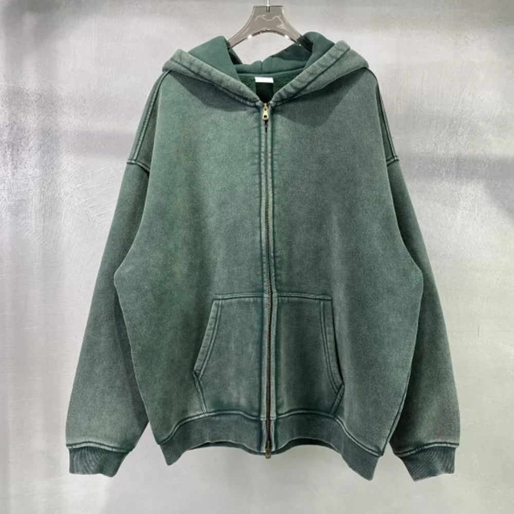 Maqvob High Quality Luxury Apparel Street Wear Euro Us Size Spring Autum Full Up Zipper Washed Batik Dye Hoodie