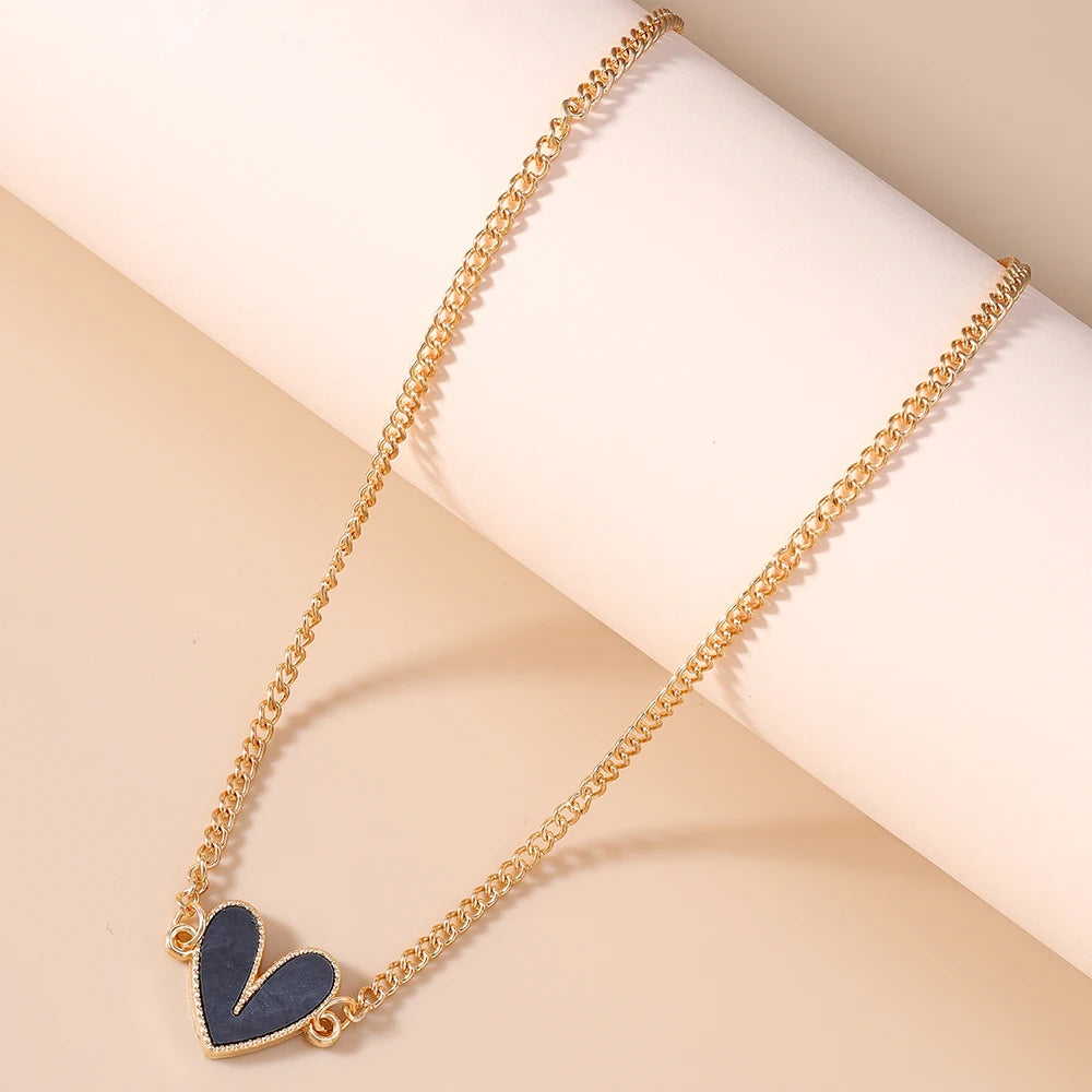 Cute Love Heart Pendant Necklace for Women Girls Gold Color Choker Necklaces Chain Birthday Jewelry Gifts