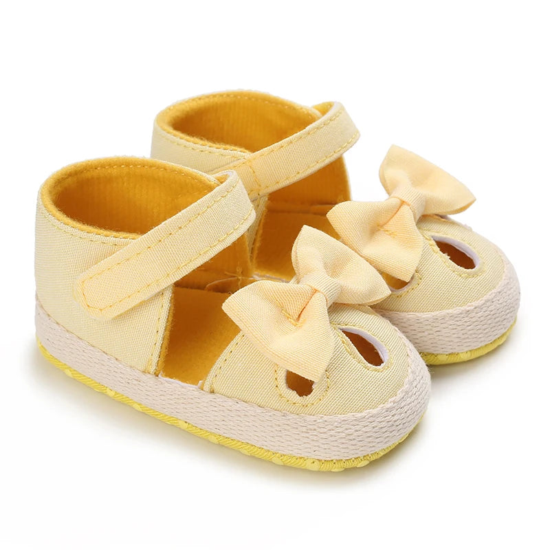 Baby Girls First Walker Sandals - Butterfly Knot Soft Cotton Sole