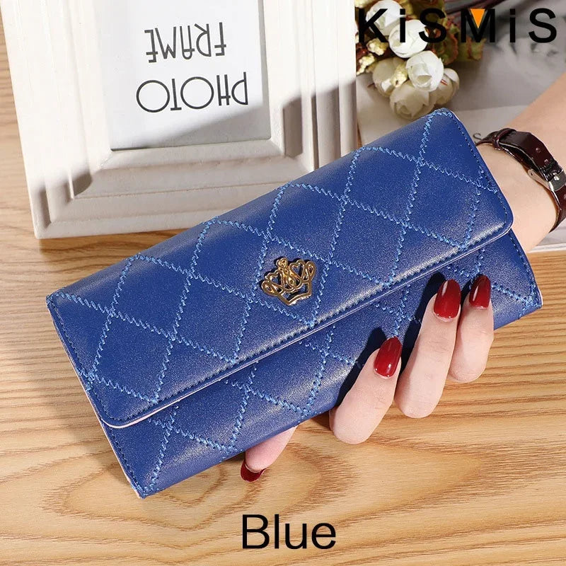 Womens Plaid PU Leather Wallet Long Wallet with Phone Bag Coin Pocket Card Holder Slim Purse