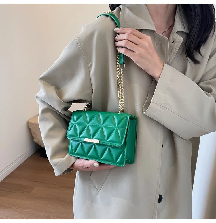 Women Quilted Chain Crossbody Bag Fashion Small Square Shoulder Purse Multi Color Casual Daily Handbag
