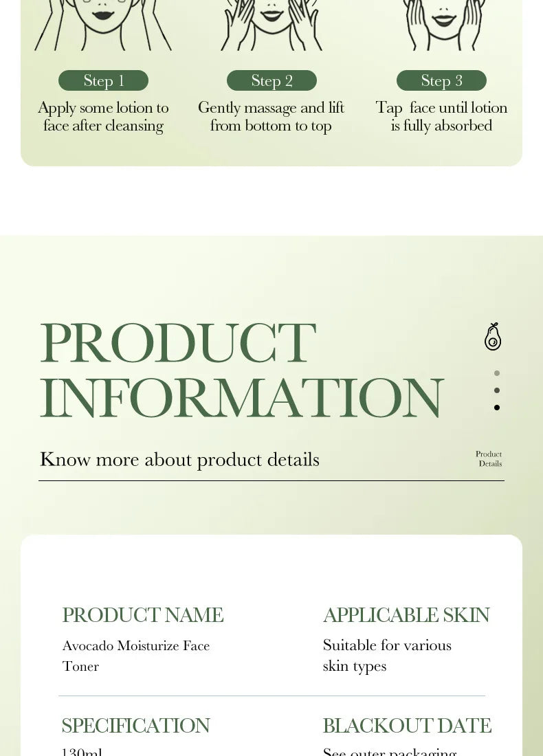 SADOER Avocado Skincare 6-Piece Set - Cleansing, Moisturizing, Care