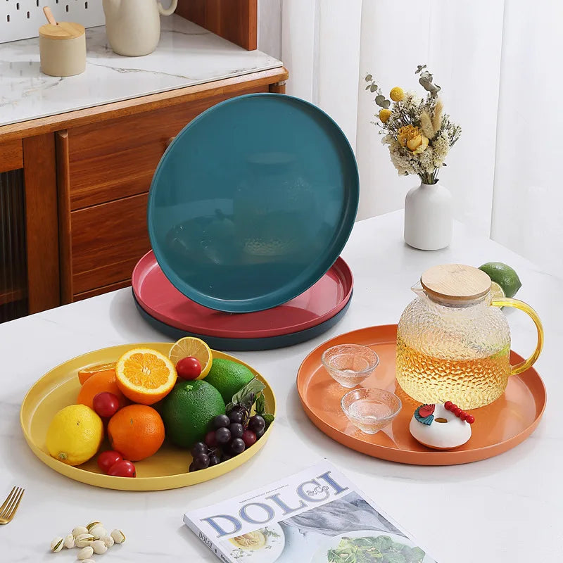 1/4/6PCS Nordic Wheat Straw Plate Fruit Plate Vegetable Plate Plastic Bone Spitting Plate Dry Fruit Plate Tableware Large Plate