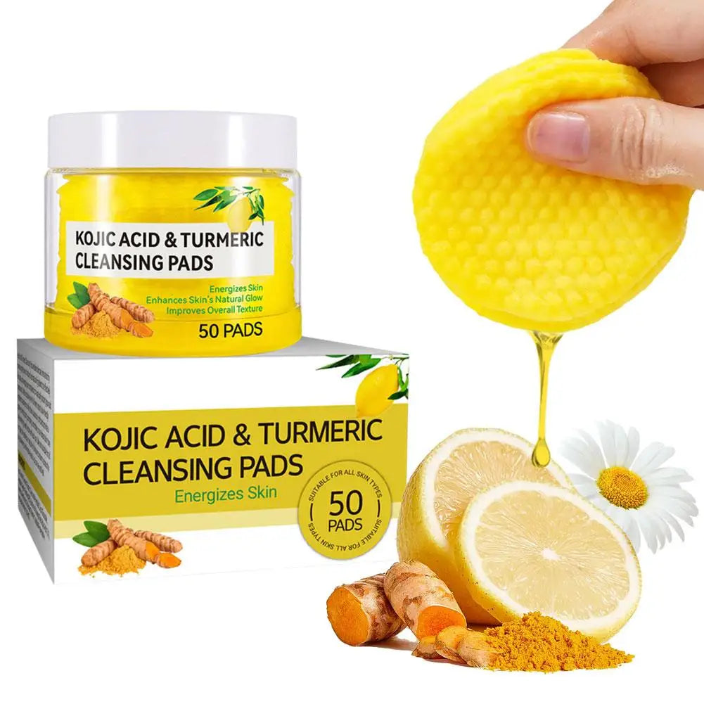 1/2/3/4/5/10BOX Turmeric Kojic Acid Cleansing Pads Exfoliating Pads Facial Sponges For  Exfoliating Daily Cleansing Skin Care