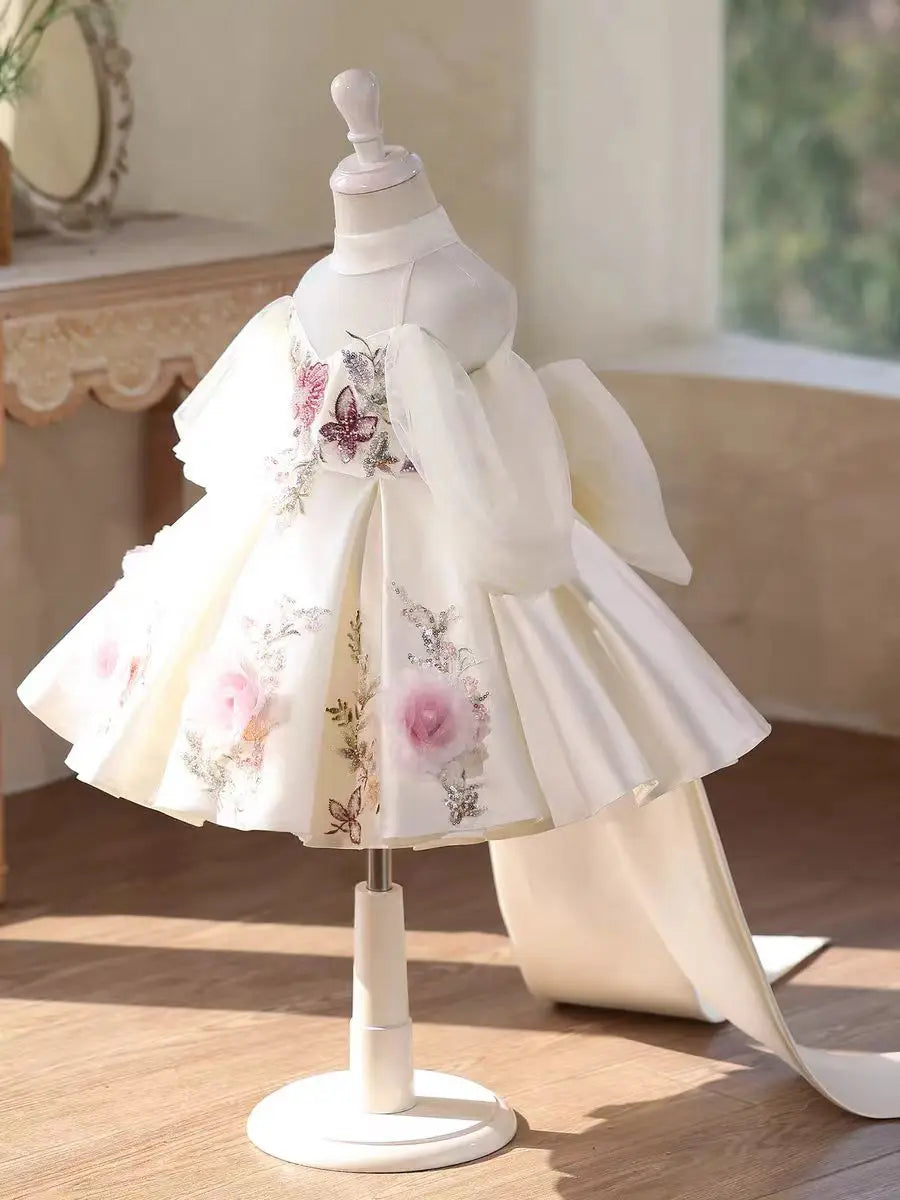 Dreamy Vow D237 Luxury White Girl Dress Beauty with Train Lovely Princess Kids Wedding Birthday Festival Party Pageant Gown