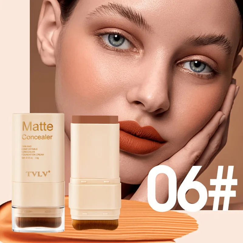 2-In-1 Concealer Eraser Dual-Head Foundation Stick With Brush For All Skin Tones Waterproof Non-Caking Nine Colors 15G