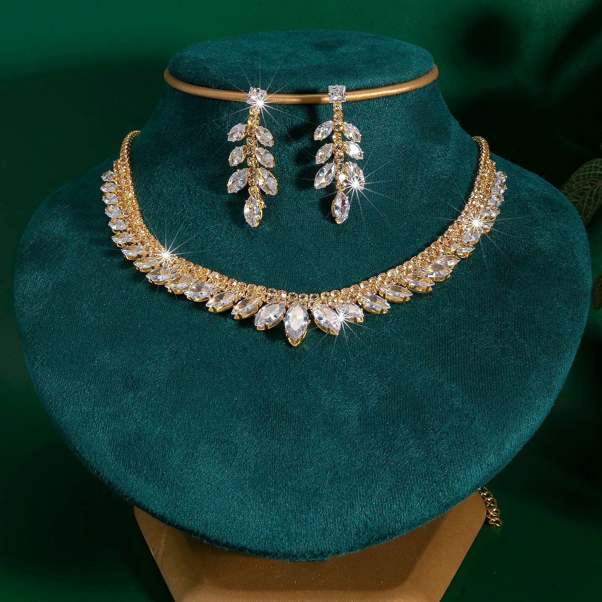Women'S Rhinestone Jewelry Set Wedding Accessories Elegant Necklace Earrings Bridal Jewelry Set Birthday Gifts