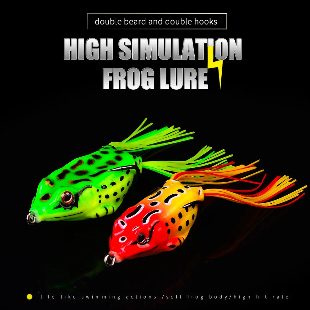 2PCS Soft Silicone Frog Baits, 5G, 8.5G, 13G Plastic Freshwater Fish Baits with Fishhooks, Top Water Rays, Artificial 3D Eyes