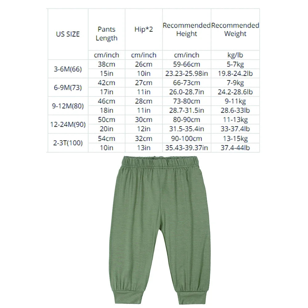 2026 Toddler Baby Bamboo Fiber Summer Pants Solid Boys Girls Casual Clothes 3M-3T Unisex Infant Kids Lounge Pants For Korean
