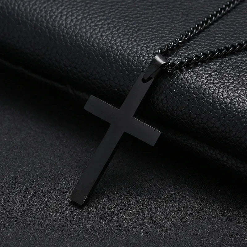 Vintage Gothic Pendant Cross Necklace Cool Street Style Punk Jewelry For Men Women'S Black Chain Accessories Decoration