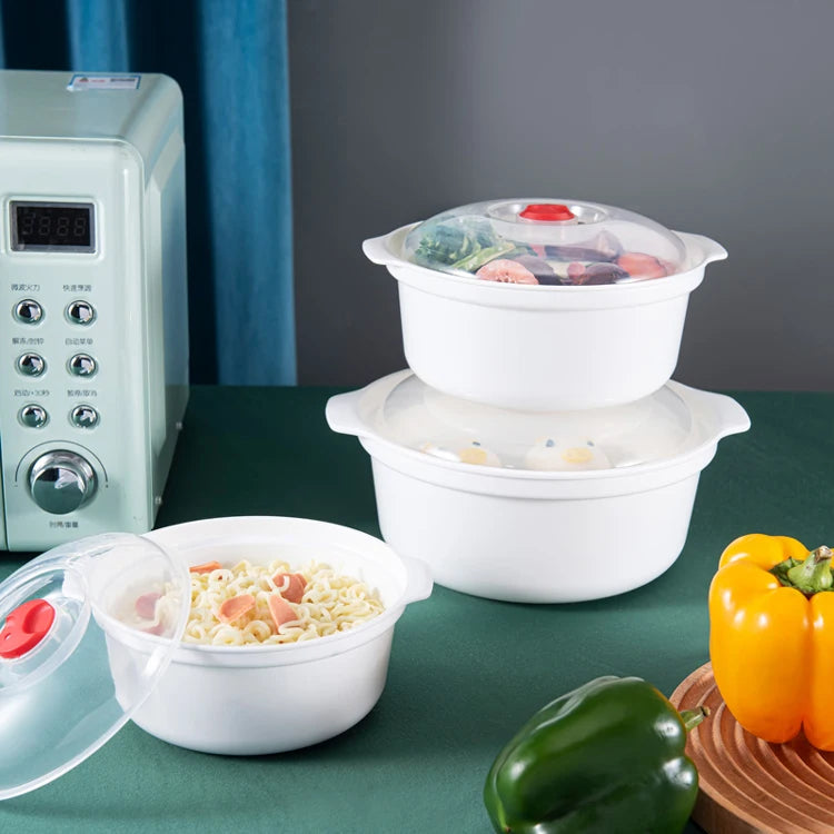 Microondas Horno Caja Especial Sopa Calentada Olla Arroz al Vapor Bollos Calientes al Vapor con Tapa Herramienta de Cocina de Grado Alimenticio Ecológica