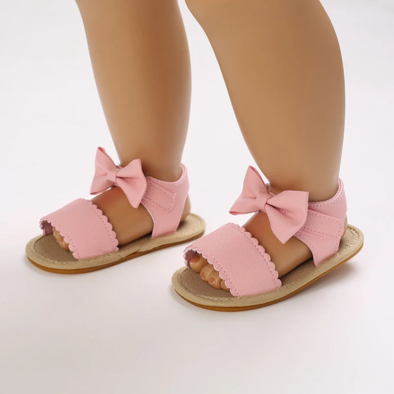 Baby Girl Summer Sandals 0-18 Months Cute Bow Rubber Sole First Walker Casual Comfortable Newborn Sneakers