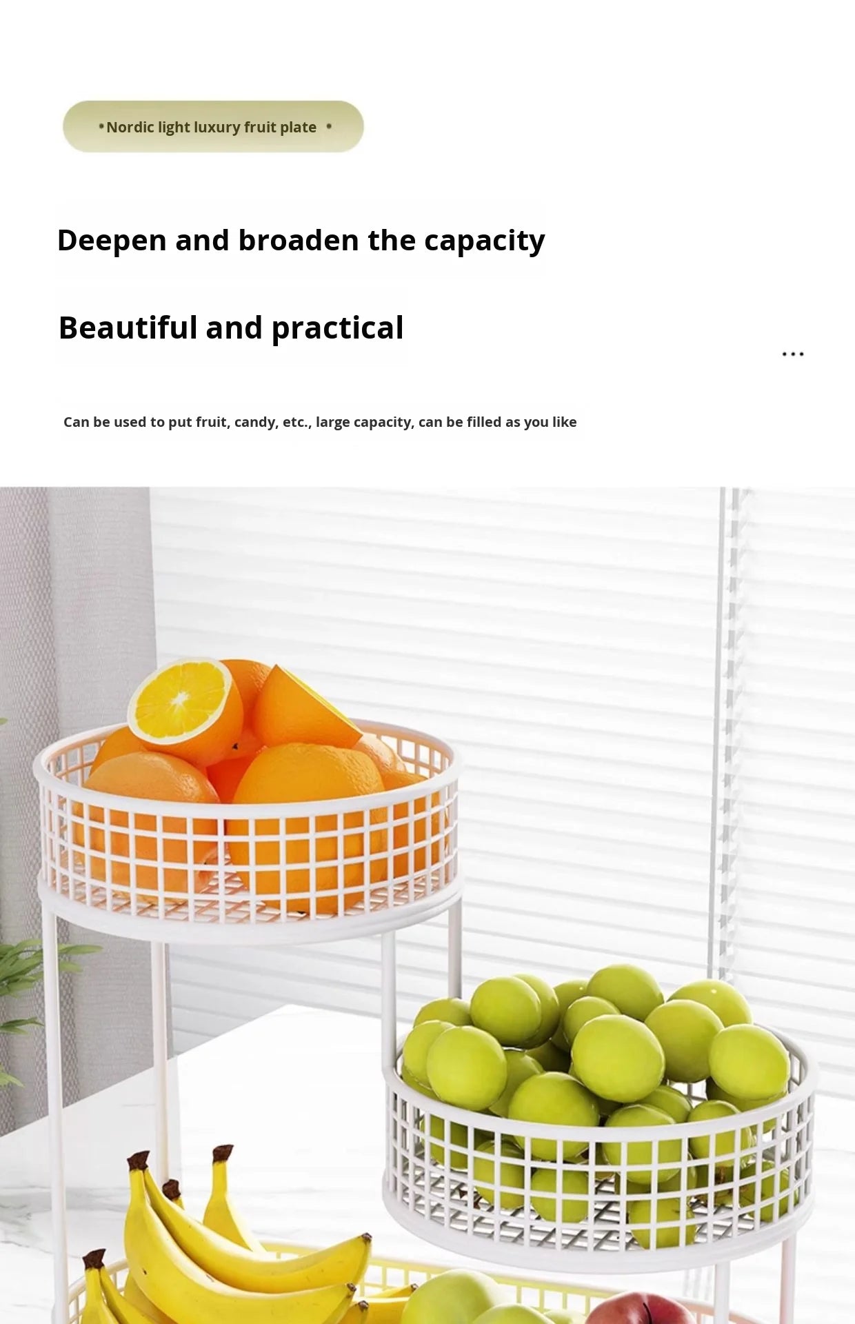 Bandeja de frutas de lujo ligera de múltiples capas, estante de almacenamiento de aperitivos de metal rectangular, cesta para mesa de centro de sala de estar