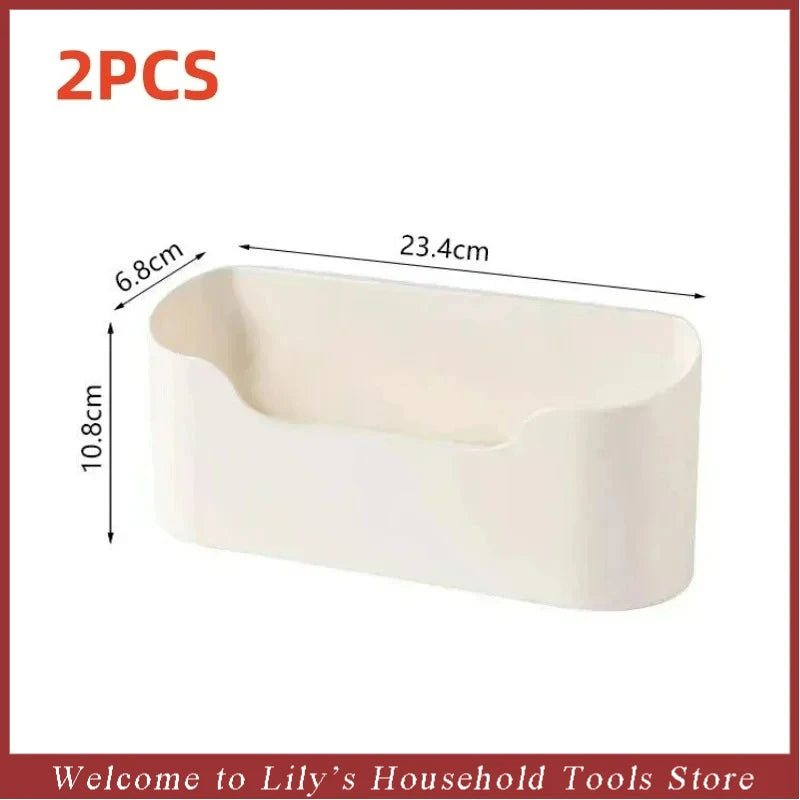 Estante adhesivo de almacenamiento montado en la pared de la cocina, caja de almacenamiento multifuncional para puerta de gabinete, estante de cajón debajo del fregadero, organizador de baño