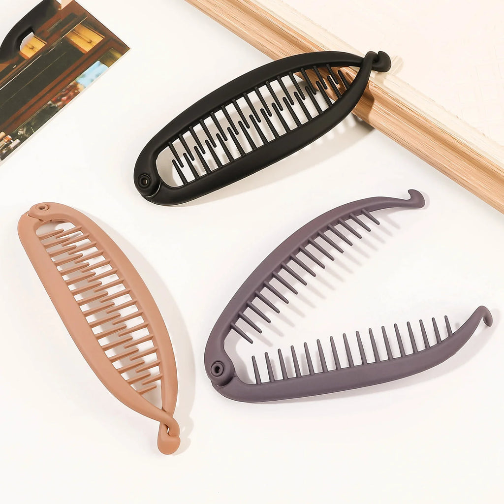 Matte Fish Shaped Banana Hairpin Ponytail Hair Clip Headband For Women Hair Accessories HairgripsTwist Clamp Barrettes Headwear