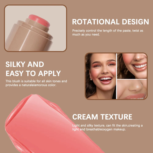 Blush Lip Gloss Stick 3 In 1 With Lasting Color And Moisturizing Shine For All Skin Types