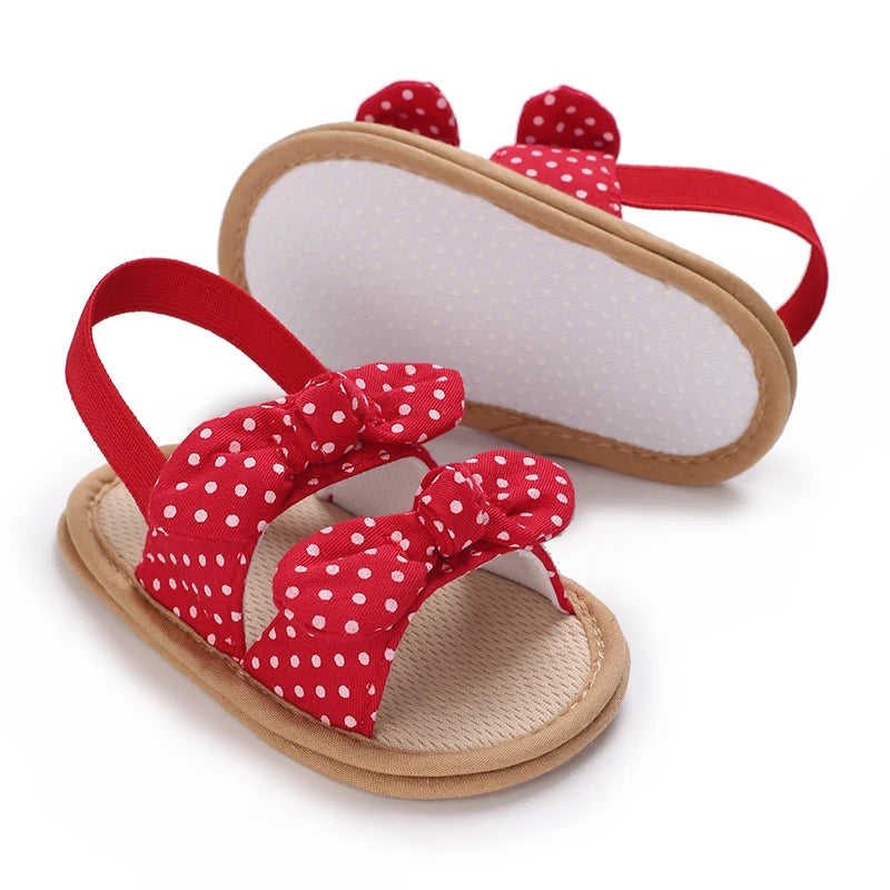Baby Girls First Walker Sandals - Butterfly Knot Soft Cotton Sole