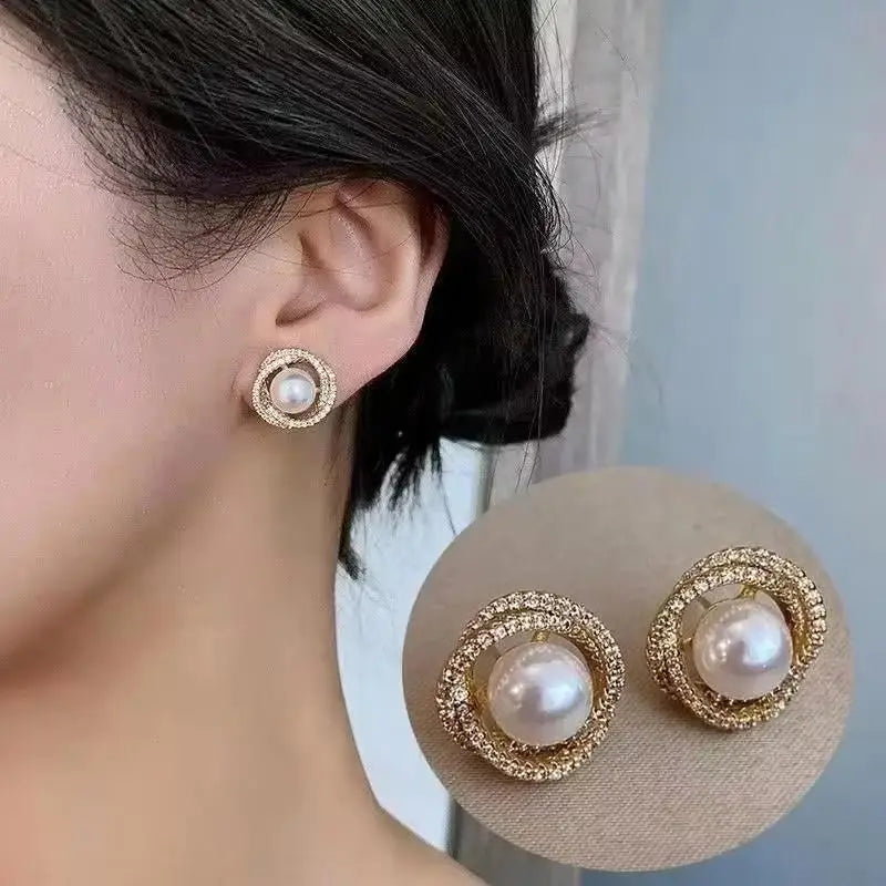 Korean Fashion Zircon Drop Earrings For Women'S Jewelry 2026 Trending New Luxury Women'S'S Geometric Hoop Earrings Pendientes Gifts