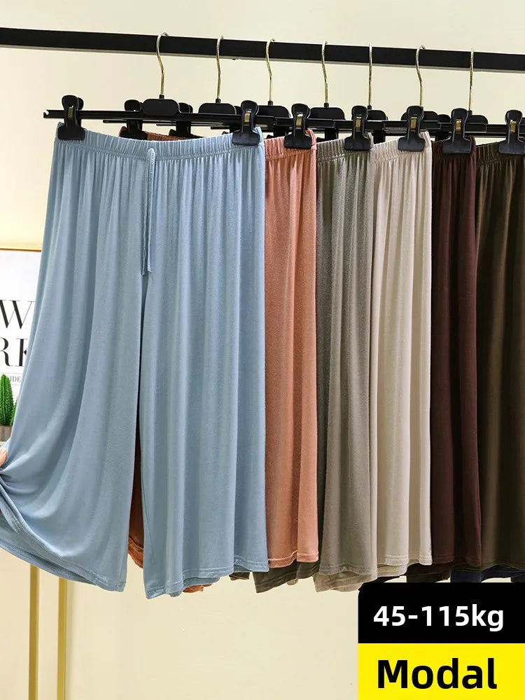 Women's Modal Wide-Leg Pants - High-Waisted Casual Summer Lounge