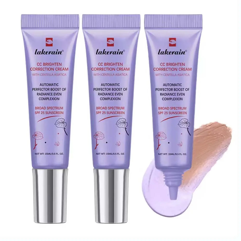 Color Changing CC Cream Foundation With Centella Korean High Coverage For Face Base Makeup For All Skin Types 3Pcs
